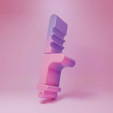 Purple-pink Police rubber baton icon isolated on pink background. Rubber truncheon. Police Bat. Police equipment. Minimalism concept. 3D render illustration.