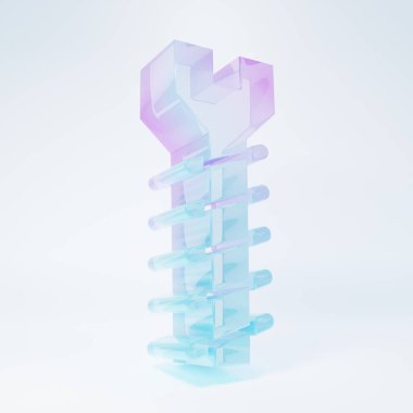 Beyaz arka planda izole edilmiş buzlu cam metal vida ikonu. Minimalizm kavramı. 3 Boyutlu resimleme.