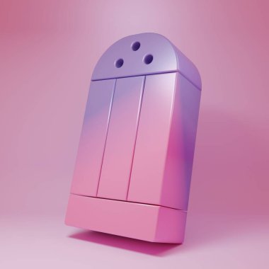 Purple-pink Salt icon isolated on pink background. Cooking spices. Minimalism concept. 3D render illustration.