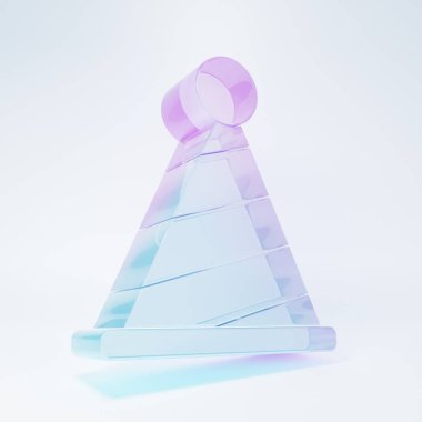 Frosted glass Party hat icon isolated on white background. Birthday hat. Minimalism concept. 3D render illustration.