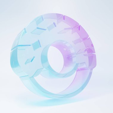 Frosted glass Donut with sweet glaze icon isolated on white background. Minimalism concept. 3D render illustration.