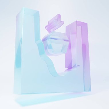 Mezar taşındaki buzlu cam tabut beyaz arka planda izole edilmiş. Cenaze töreni. Minimalizm kavramı. 3 Boyutlu resimleme.