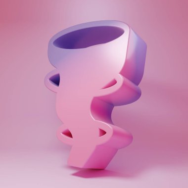 Pembe arka planda izole edilmiş mor kasırga ikonu. Minimalizm kavramı. 3 Boyutlu resimleme .