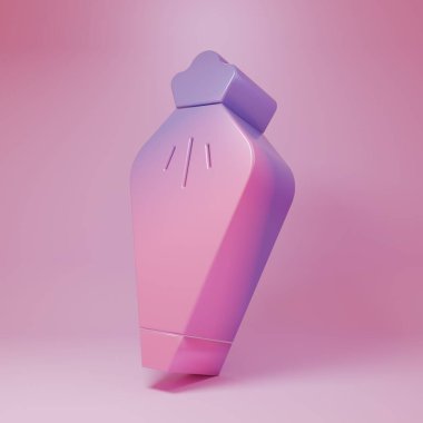 Purple-pink Pastry bag for decorate cakes with cream icon isolated on pink background. Kitchenware and utensils. Minimalism concept. 3D render illustration .