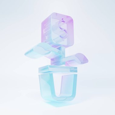 Frosted glass Dollar plant icon isolated on white background. Business investment growth concept. Money savings and investment. Minimalism concept. 3D render illustration .