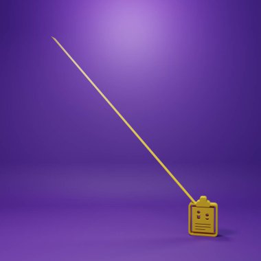 Sarı işletme finans raporu ikonu mor arka planda izole edildi. Denetim ve analiz, belge, plan sembolü. Minimalizm kavramı. 3 Boyutlu resimleme .