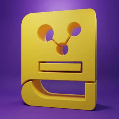 Sarı Kimya kitabı simgesi mor arkaplanda izole edilmiş. Minimalizm kavramı. 3 Boyutlu resimleme .