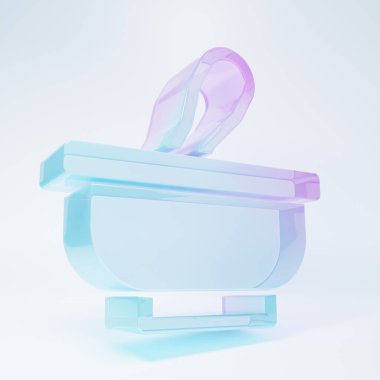 Beyaz zemin üzerinde izole edilmiş buzlu cam havan ve tokmak ikonu. Minimalizm kavramı. 3 Boyutlu resimleme .