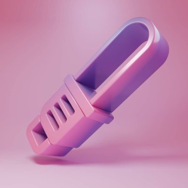 Pembe arka planda izole edilmiş mor testere ikonu. Minimalizm kavramı. 3 Boyutlu resimleme .