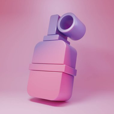 Purple-pink Hand grenade icon isolated on pink background. Bomb explosion. Minimalism concept. 3D render illustration .