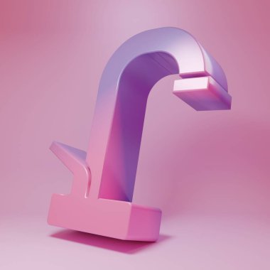 Pembe arka planda izole edilmiş mor su musluğu ikonu. Minimalizm kavramı. 3 Boyutlu resimleme .