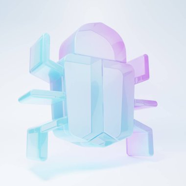 Frosted glass System bug concept icon isolated on white background. Code bug concept. Bug in the system. Bug searching. Minimalism concept. 3D render illustration .