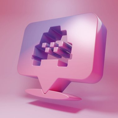Purple-pink Map pointer with taxi icon isolated on pink background. Location symbol. Minimalism concept. 3D render illustration .