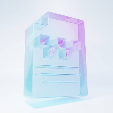 Buzlu cam taksi sürücü ehliyeti simgesi beyaz arka planda izole edilmiş. Minimalizm kavramı. 3 Boyutlu resimleme .