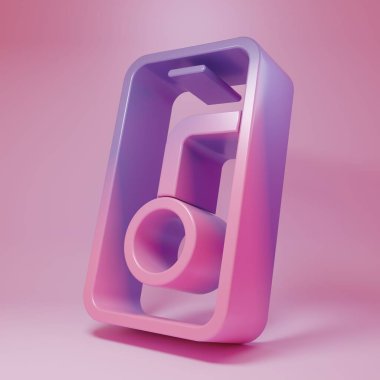 Pembe arka planda izole edilmiş şehir haritası yön bulma simgesinin mor-pembe bilgileri. Mobil Uygulama Arayüzü tasarımı. Coğrafi konsept. Minimalizm kavramı. 3 Boyutlu resimleme .