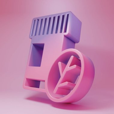 Pembe arka planda izole edilmiş hap kapsülü ikonunun mor-pembe vitamin kompleksi. Sağlıklı bir yaşam tarzı. Minimalizm kavramı. 3 Boyutlu resimleme .