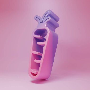 Pembe arka planda izole edilmiş mor-pembe havuç ikonu. Minimalizm kavramı. 3 Boyutlu resimleme .