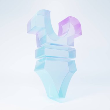 Beyaz arka planda izole edilmiş buzlu cam mayo ikonu. Minimalizm kavramı. 3 Boyutlu resimleme .