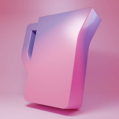 Mor-pembe süt sürahisi veya sürahi ikonu pembe arka planda izole edilmiş. Minimalizm kavramı. 3 Boyutlu resimleme .