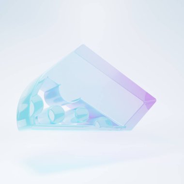 Beyaz arka planda izole edilmiş buzlu cam peynir ikonu. Minimalizm kavramı. 3 Boyutlu resimleme .