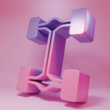 Pembe arka planda izole edilmiş mor renkli Chassis araba simgesi. Minimalizm kavramı. 3 Boyutlu resimleme .