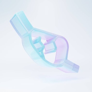 Beyaz arka planda izole edilmiş buzlu cam korsan göz bandı simgesi. Korsan aksesuarı. Minimalizm kavramı. 3 Boyutlu resimleme.