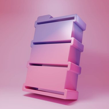 Purple-pink Barrel oil icon isolated on pink background. Minimalism concept. 3D render illustration.