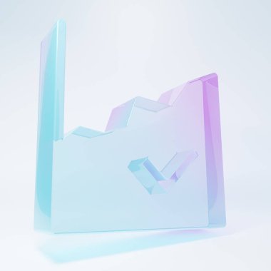 Buzlu cam finansal büyüme ikonu beyaz arka planda izole edildi. Gelirleri arttırıyorum. Minimalizm kavramı. 3 Boyutlu resimleme.