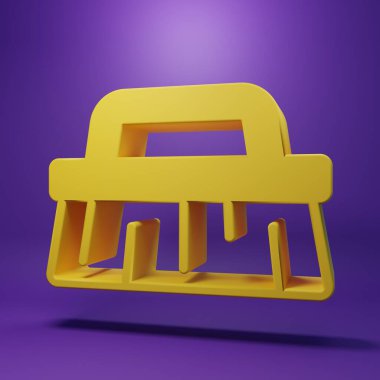 Yellow Brush for cleaning icon isolated on purple background. Minimalism concept. 3D render illustration.