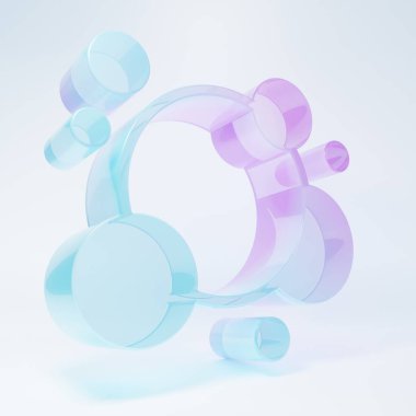 Beyaz arka planda izole edilmiş buzlu cam sabun köpükleri ikonu. Minimalizm kavramı. 3 Boyutlu resimleme.