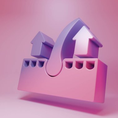 Pembe arka planda izole edilmiş mor-pembe insan saç kökü ikonu. Saç bakımı tedavisi. Minimalizm kavramı. 3 Boyutlu resimleme.