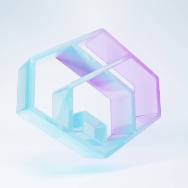 Frosted glass Carton cardboard box icon isolated on white background. Box, package, parcel sign. Delivery and packaging. Minimalism concept. 3D render illustration.