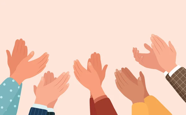 Batendo palmas, pessoas diferentes aplaudem. ilustração em estilo plano — Fotografia de Stock