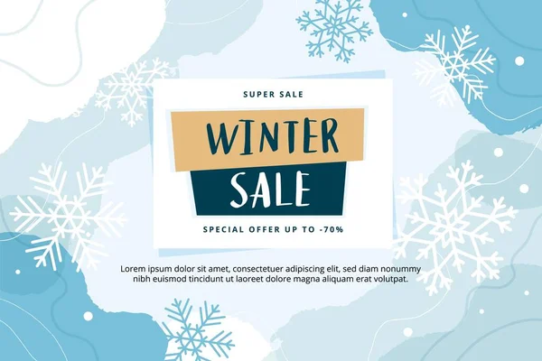 Inverno vendita astratto moderno banner modello con fiocchi di neve, illustrazione vettoriale — Vettoriale Stock