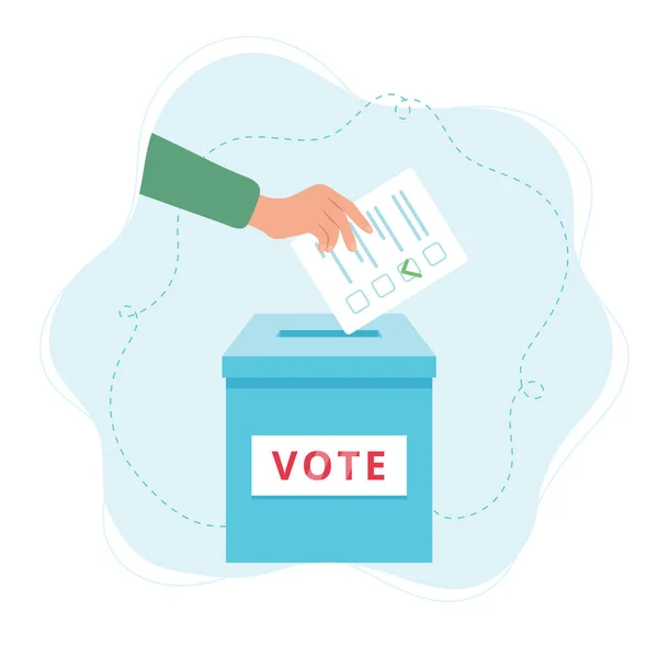 Vote ballot box. A hand putting a vote into the box. Election concept. — Stock Photo, Image