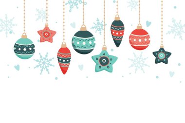 Asılı Noel kartı, vektör illüstrasyonu