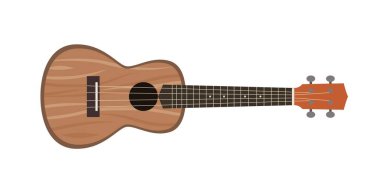 Ukulele beyaz müzik enstrümanında izole edildi. Vektör illüstrasyonu