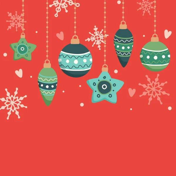 Karácsonyi kártya akasztás dekoráció, vektor illusztráció — Stock Vector