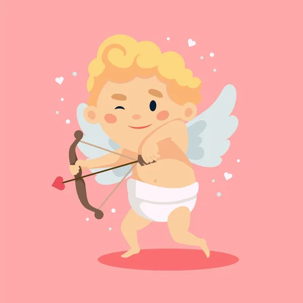 Mignon personnage de Cupidon. Happy Valentine s day illustration vectorielle de style dessin animé — Image vectorielle