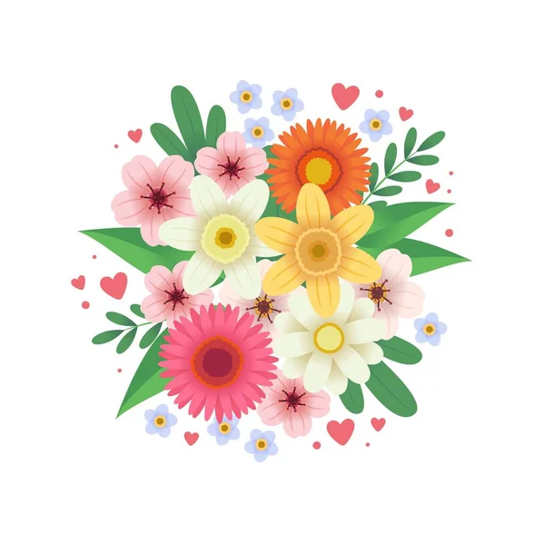 Flowers bouquel floral bunch. Vector illustration in flat style — Stock Vector