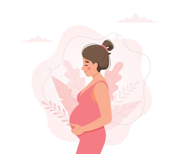 Pregnant woman concept illustration in cute cartoon style, healthcare, pregnancy — Stock Photo, Image