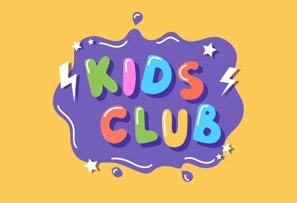 Club de niños, plantilla de letrero colorido con letras dibujadas a mano, ilustración — Foto de Stock