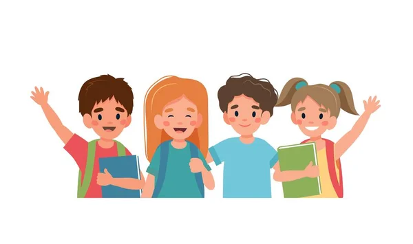 Back to school concept, children characters. Vector illustration in flat style — Stock Vector