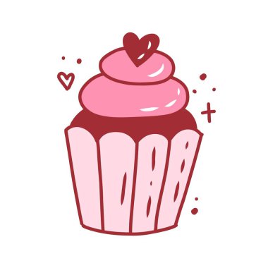 Coquette keki, şirin el yapımı elementler. Karalama biçiminde vektör illüstrasyonu