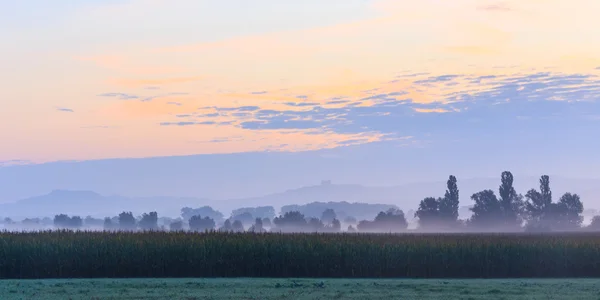 Foggy Morning Sunrise na Baviera — Fotografia de Stock