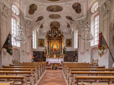 Kilise Maria Gern Berchtesgaden Güz içinde