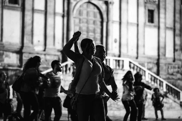 Palermo dans geceleri Piazza Pretoria — Stok fotoğraf