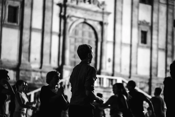 Palermo dans geceleri Piazza Pretoria - Stok İmaj