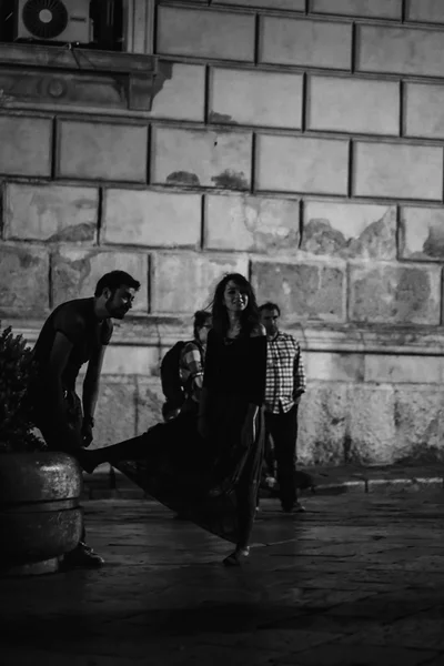 Ночь танца в Палермо на площади Претории Стоковое Фото