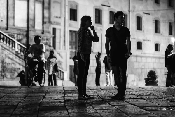 Palermo dans geceleri Piazza Pretoria Telifsiz Stok Fotoğraflar